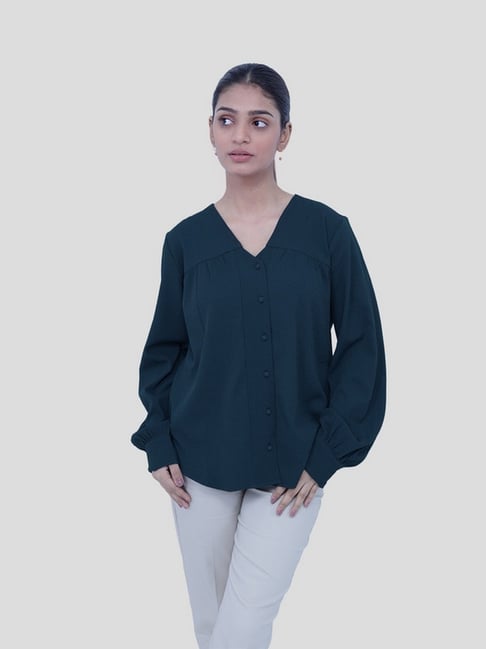 Strong & Brave Blue Polyester Solid Top-picture-25