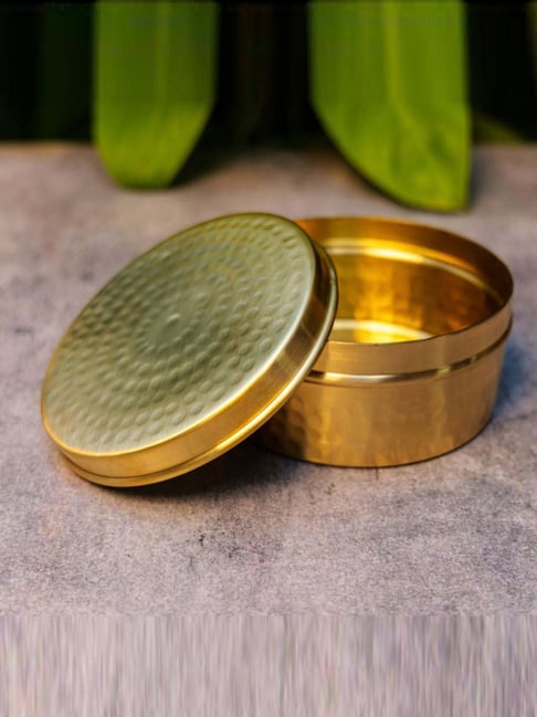 Ambi 100% Brass Hammered Storage Boxes / Laddu Boxes - 5 Inches Diameter (750 Ml)-picture-41