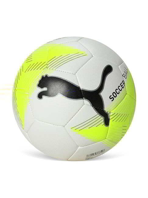 Puma White & Fluro Green Future 2 Seamless Touch Football - Mini
