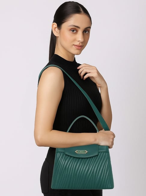 Esbeda Green Luxe Quilted Medium Satchel-picture-19