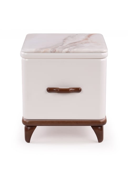 Durian Off-White Marble Contemporary Side Table