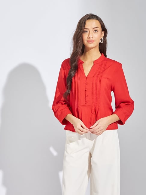 Latin Quarters Red Modal Striped Top-picture-36