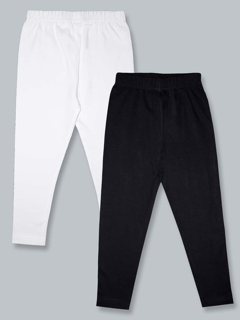 Kiddopanti Girls White & Black Regular Fit Leggings - Pack of 2-picture-19