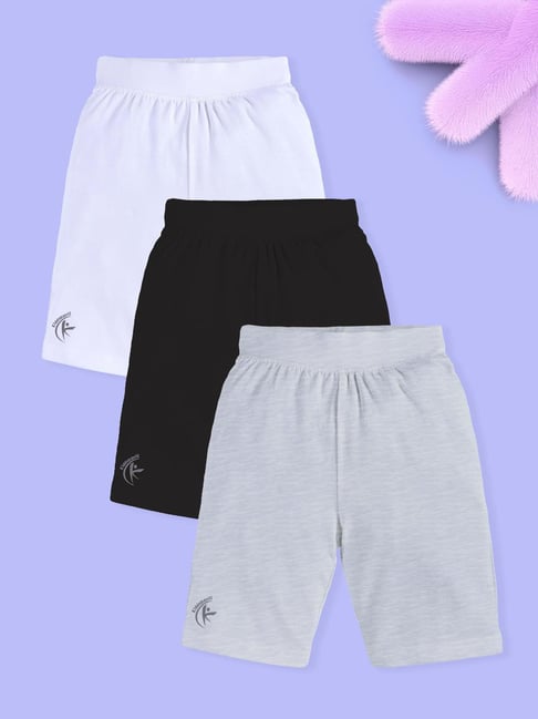 Kiddopanti Girls Multicolor Regular Fit Shorts - Pack of 3-picture-22