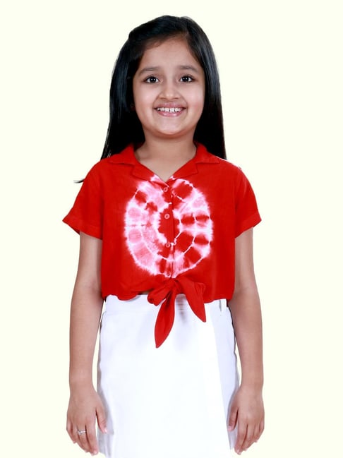 Kiddopanti Girls Red Printed Regular Fit Top-picture-25