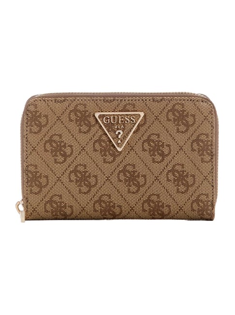 Guess Latte Laurel Logo Zip Around Wallet