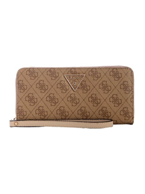 Guess Latte Laurel Logo Zip Around Wallet