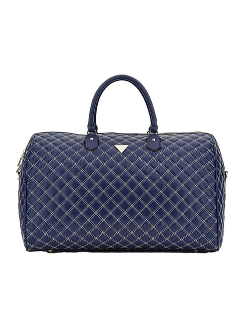 Guess Navy & White Cruise Vibe Quilted Weekender Duffle Bag