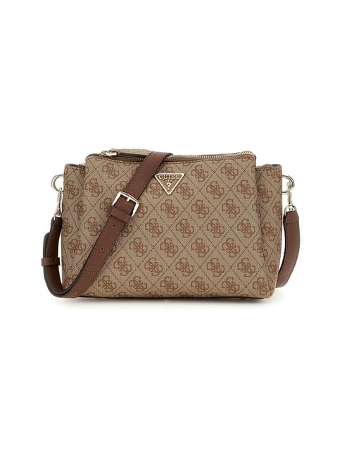 Guess Latte & Brown Noelle Logo Cross Body Bag