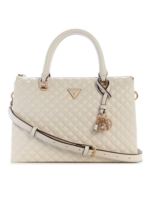 Guess Off White Everlee Quilted Girlfriend Satchel
