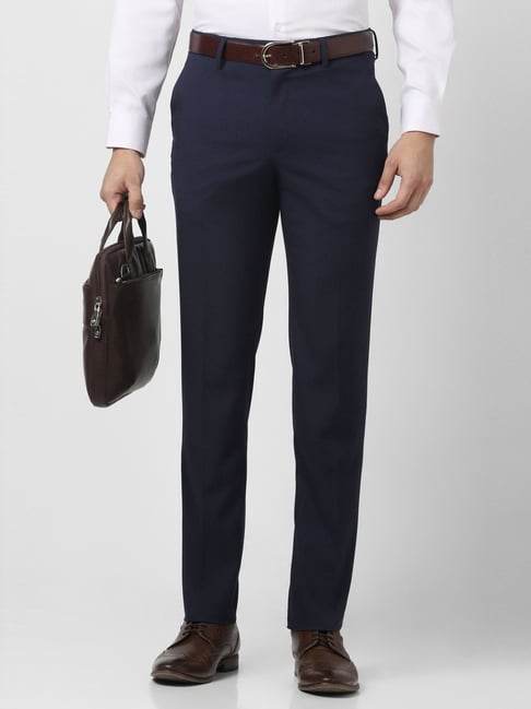 Van Heusen Navy Slim Fit Trousers-picture-25