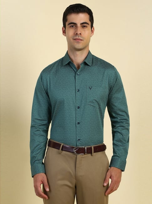 Allen Solly Green Cotton Slim Fit Printed Shirt-picture-27