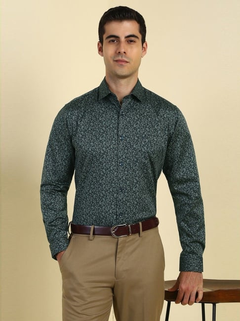 Allen Solly Green Cotton Slim Fit Printed Shirt-picture-29