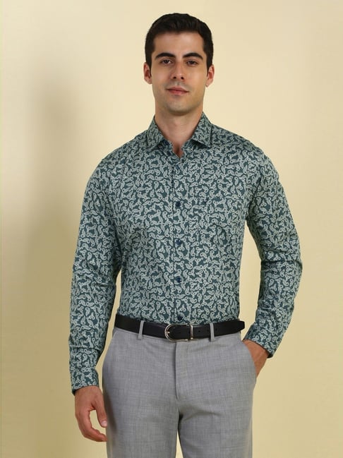 Allen Solly Green Cotton Slim Fit Printed Shirt-picture-28