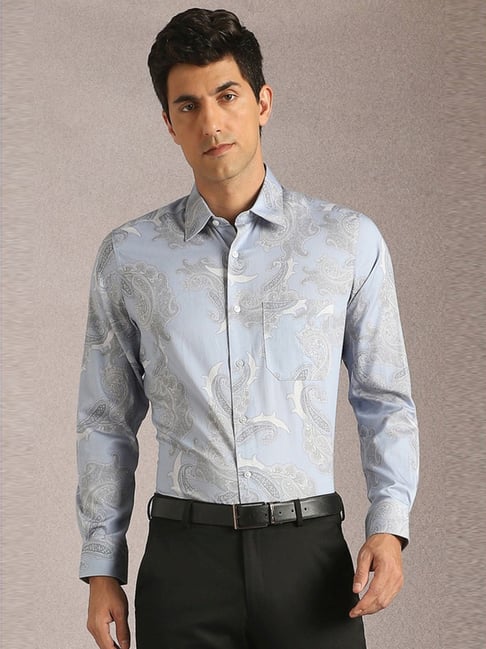 Louis Philippe Blue Cotton Regular Fit Printed Shirt-picture-29