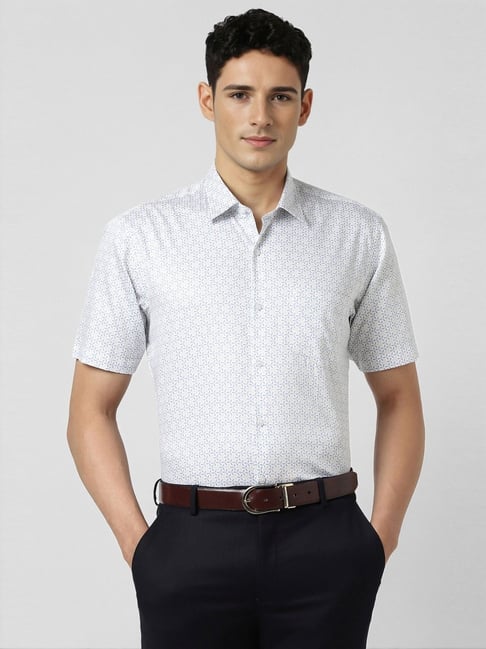 Peter England White Cotton Regular Fit Printed Shirt-picture-16