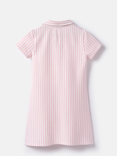 United Colors Of Benetton Girls Pink Cotton Regular Fit Striped Dress