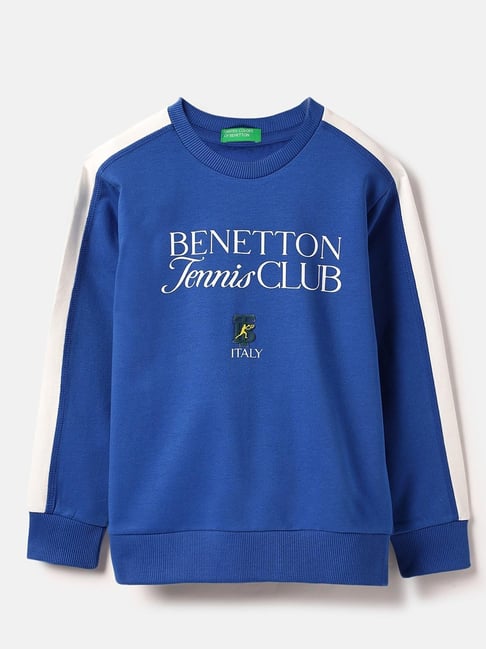 United Colors Of Benetton Boys Blue Cotton Regular Fit Printed Sweatshirt