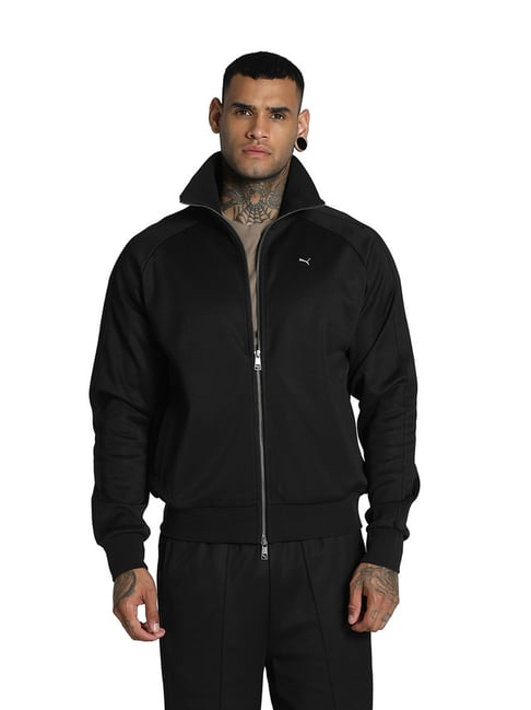 Puma T7 Black Cotton Relaxed Fit Solid Jacket-picture-45