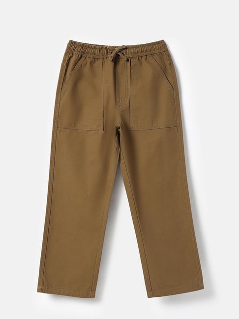 United Colors Of Benetton Boys Brown Cotton Regular Fit Trousers