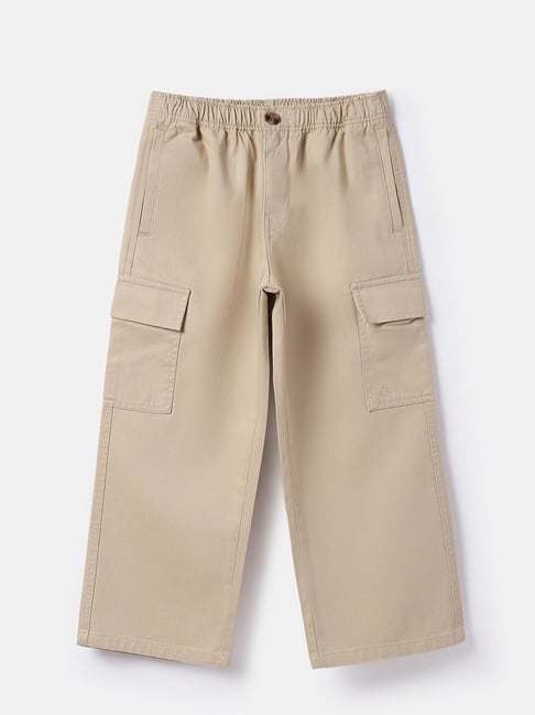 United Colors Of Benetton Boys Beige Cotton Regular Fit Trousers