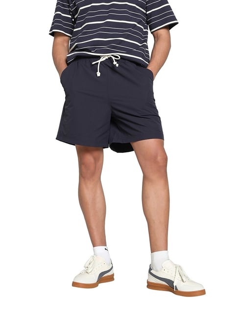 Puma Mmq Blue Relaxed Fit Solid Shorts