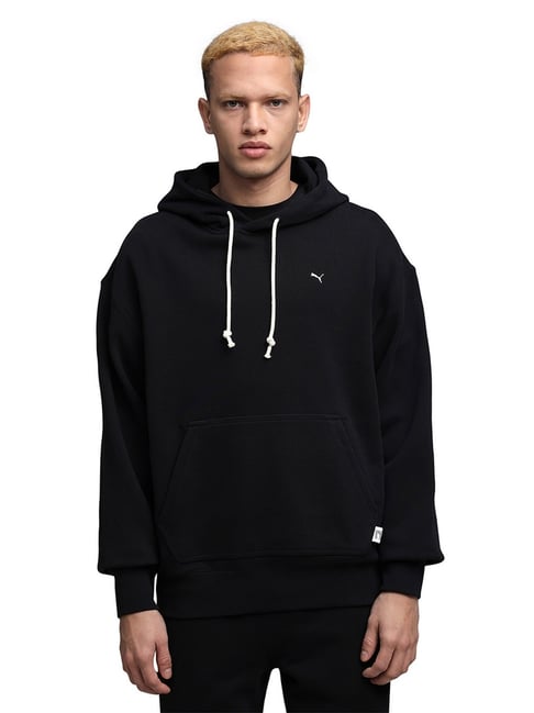 Puma Mmq Black Cotton Relaxed Fit Solid Hoodie-picture-44