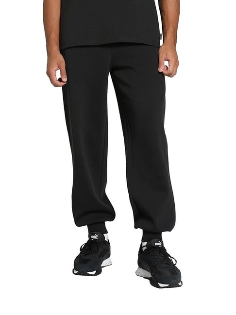 Puma Mmq Black Cotton Relaxed Fit Solid Joggers-picture-10