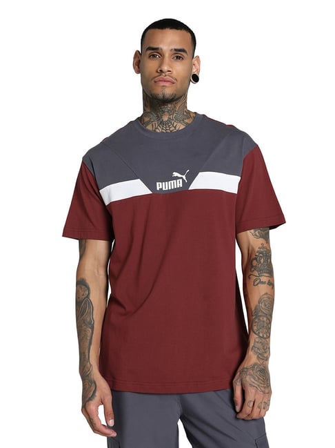 Puma Power Red Cotton Relaxed Fit Colourblocked T-Shirt-picture-42