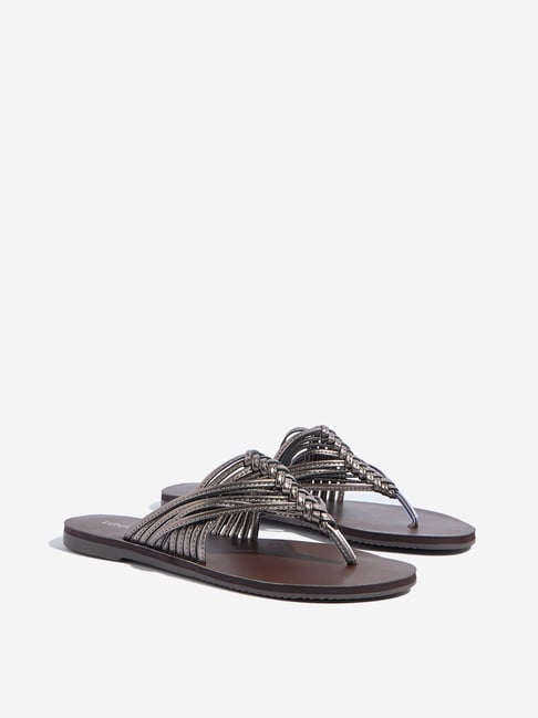 LUNA BLU by Westside Dark Grey Braided Sandals-picture-35