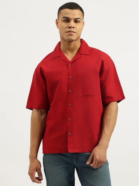 United Colors of Benetton Red Oversized Shirt