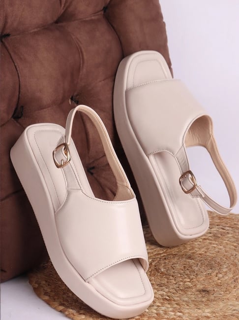 TRYME Women's Cream Back Strap Sandals