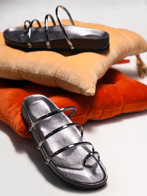 TRYME Women's Grey Toe Ring Sandals-picture-38