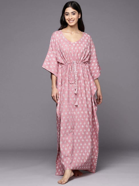 Libas Mauve Cotton Straight Fit Printed Night Dress-picture-15