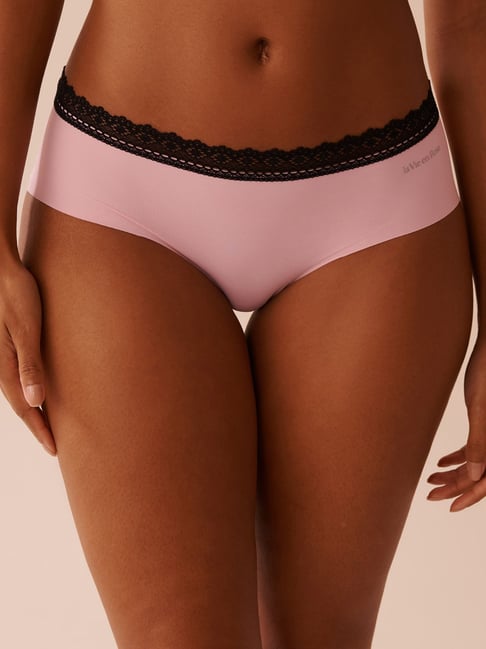 La Vie En Rose Pink Microfiber and Lace Trim Hiphugger Panty-picture-37