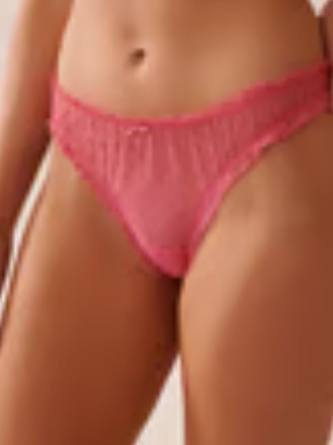 La Vie En Rose Pink Heart Dot Embroidery Thong Panty-picture-10