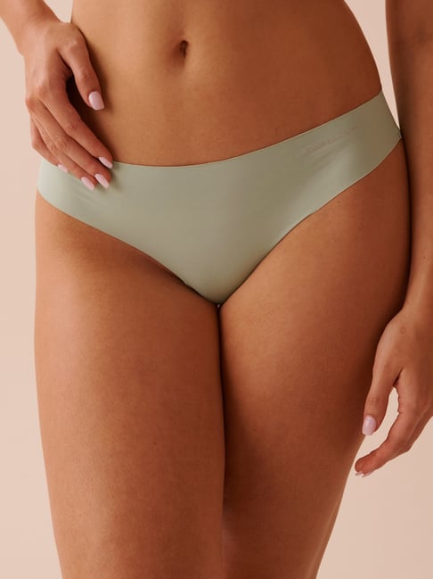 La Vie En Rose Green Microfiber Invisible Thong Panty-picture-10