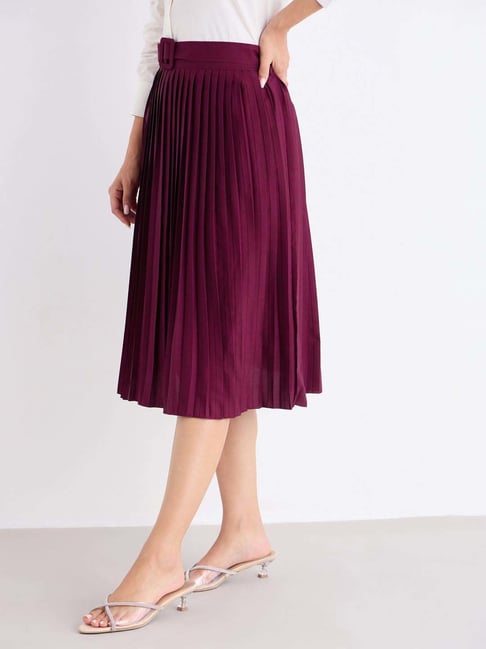 Styli Burgundy Regular Fit Skirt