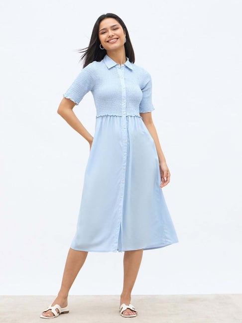 Styli Light Blue Regular Fit Dress-picture-30