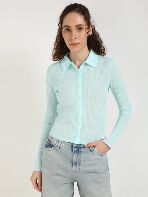 Calvin Klein Jeans Blue Slim Fit Striped Shirt-picture-22