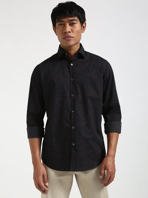 Calvin Klein Jeans Navy Cotton Slim Fit Abstract Shirt-picture-40