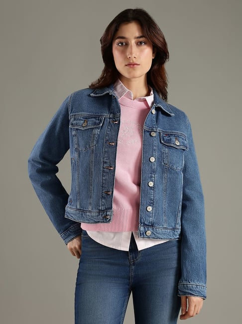Tommy Hilfiger Blue Cotton Regular Fit Denim Jacket