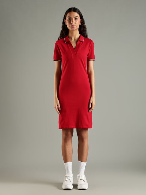 Tommy Hilfiger Red Cotton Slim Fit Dress-picture-44