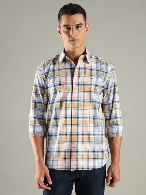 Tommy Hilfiger Orange Cotton Regular Fit Checks Shirt-picture-23