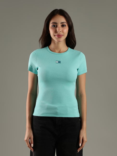 Tommy Hilfiger Green Cotton Slim Fit T-Shirt