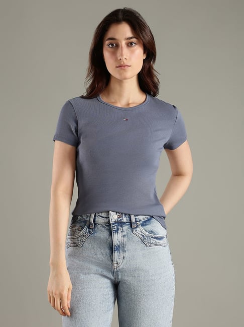 Tommy Hilfiger Grey Cotton Slim Fit T-Shirt-picture-24