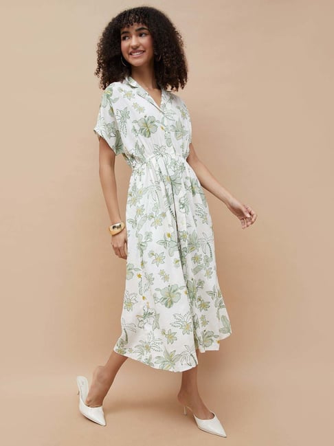 Colour Me By Melange Off White Regular Fit Floral Print Dress-picture-40