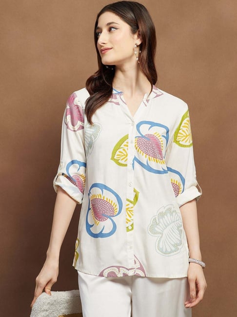 Melange By Lifestyle Off White Regular Fit Printed Kurti-picture-23