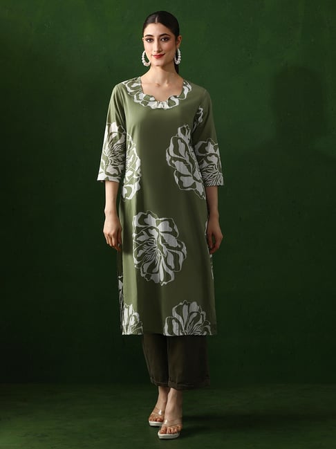 Jaipur Kurti Green Cotton Printed Kurta-picture-12