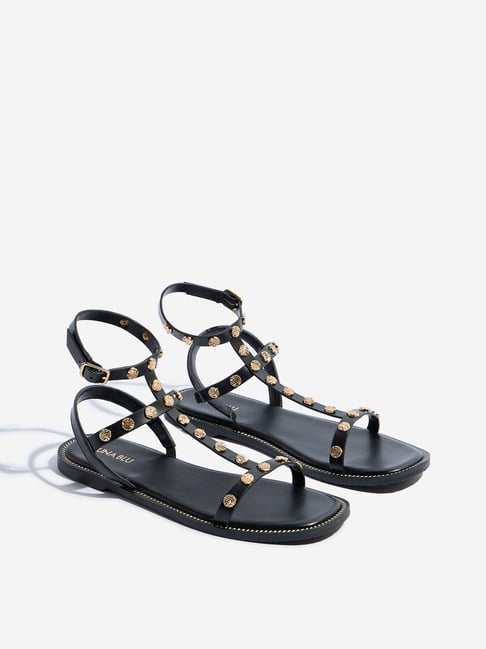 LUNA BLU by Westside Black Embellished Gladiator Sandals-picture-24